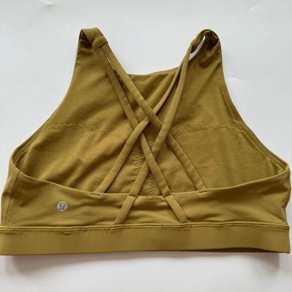Lululemon Energy Bra High Neck Grape Leaf Green Yellow Size 10 Large Luxtreme - Picture 2 of 3